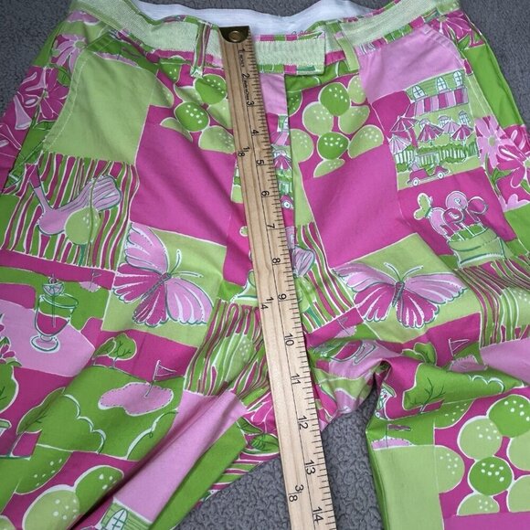 Vintage Lilly Pulitzer Golf Pants Size 0 Pink Green Retro White Label Patchwork - Picture 11 of 14